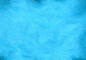Light blue crumpled tissue paper texture background detail