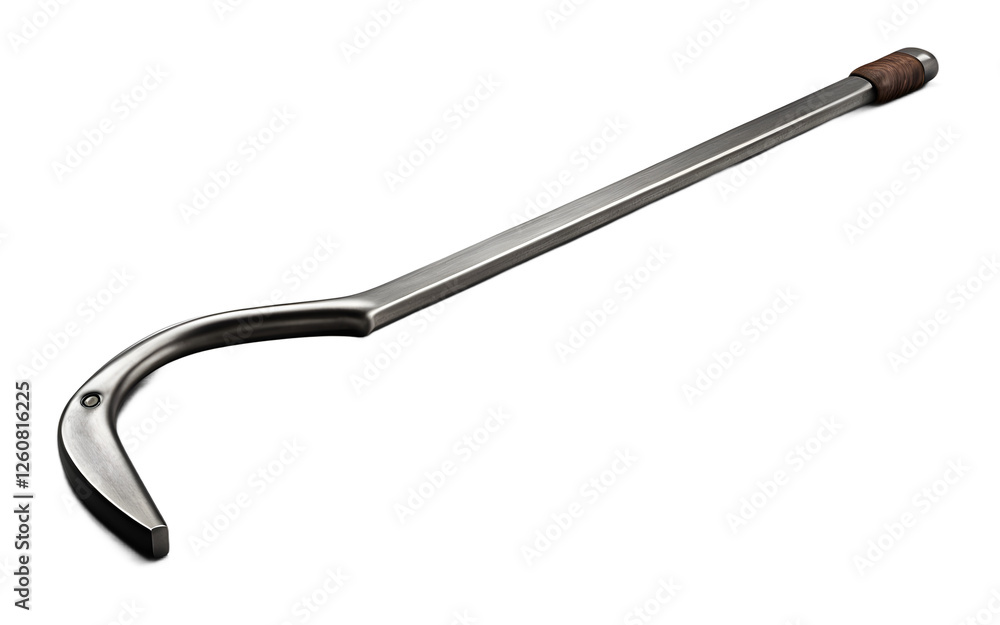 Poster a heavy steel crowbar with a curved end, isolated on a empty plain background