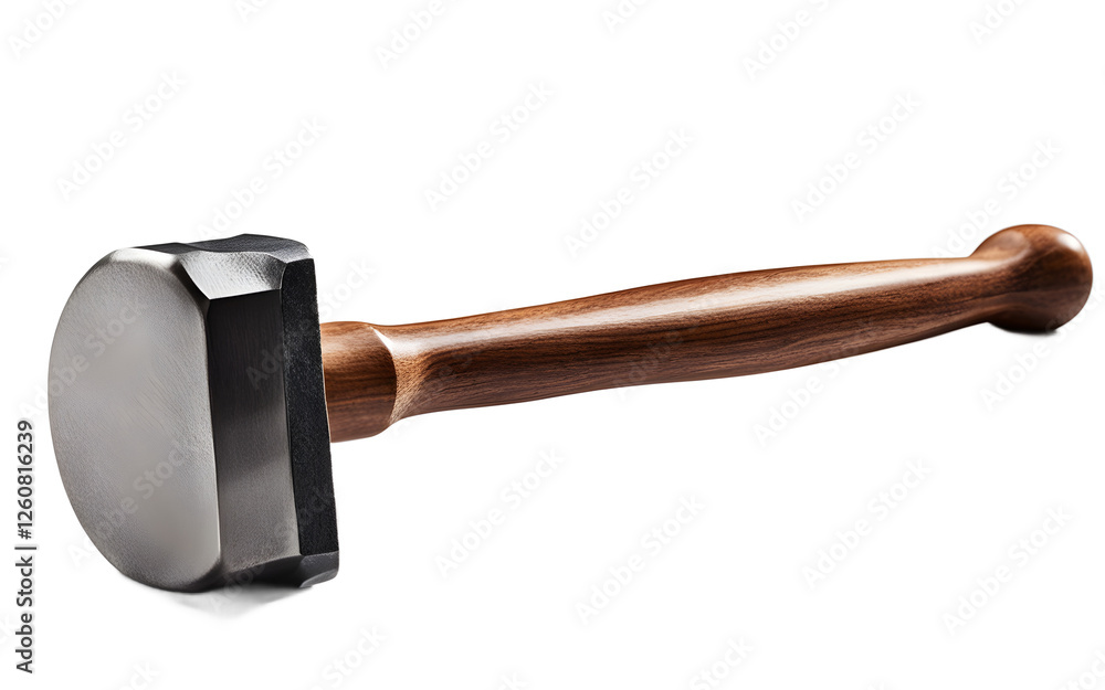 Poster a heavy-duty hammer with a wooden handle, isolated on a empty plain background