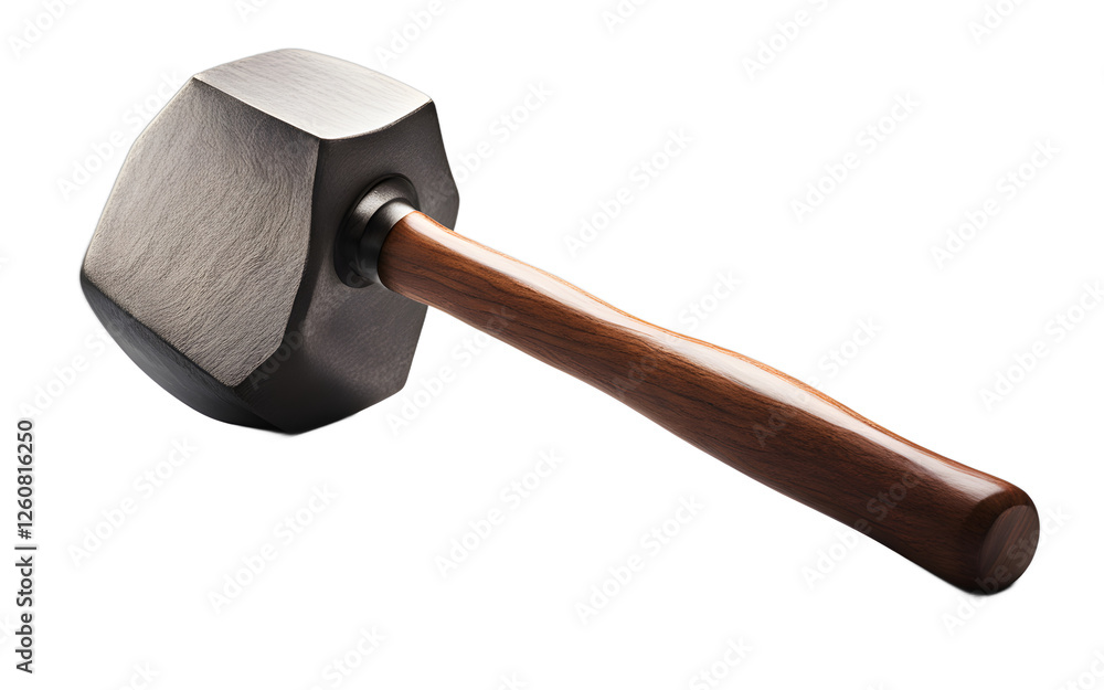 Poster a heavy-duty hammer with a wooden handle, isolated on a empty plain background