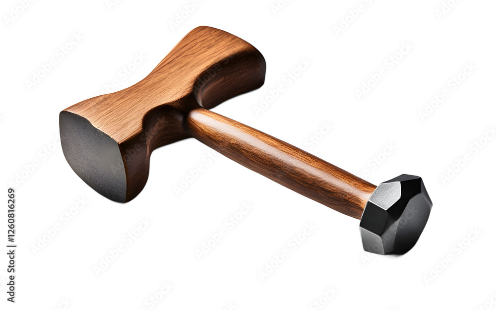 Poster a heavy-duty hammer with a wooden handle, isolated on a empty plain background