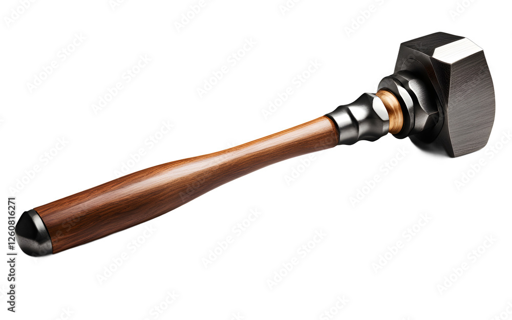 Poster a heavy-duty hammer with a wooden handle, isolated on a empty plain background