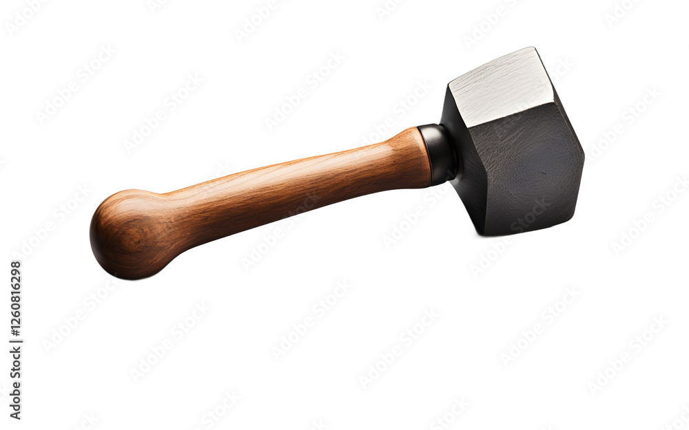 Poster a heavy-duty hammer with a wooden handle, isolated on a empty plain background