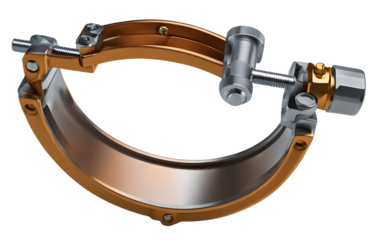 A large metal scaffolding clamp for secure connections, isolated on a empty plain background