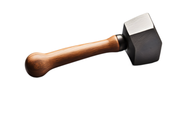 A heavy-duty hammer with a wooden handle, isolated on a empty plain background