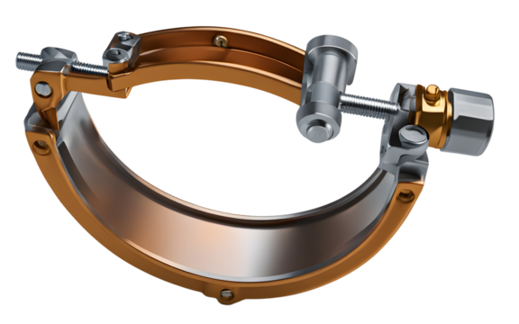 A large metal scaffolding clamp for secure connections, isolated on a empty plain background