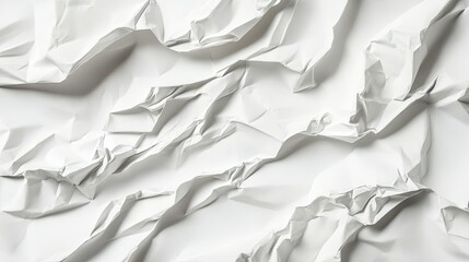 Obraz premium Several crumpled sheets of paper randomly arranged on a seamless white background, perfect for conceptual imagery.