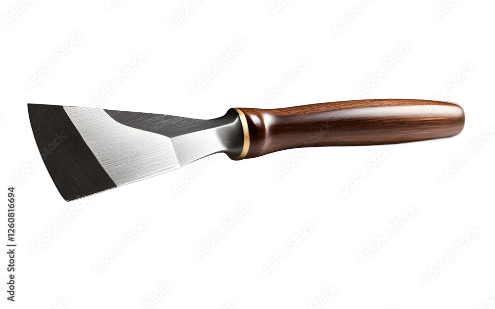 Aufkleber A sharpened chisel with a wooden handle, isolated on a empty plain background