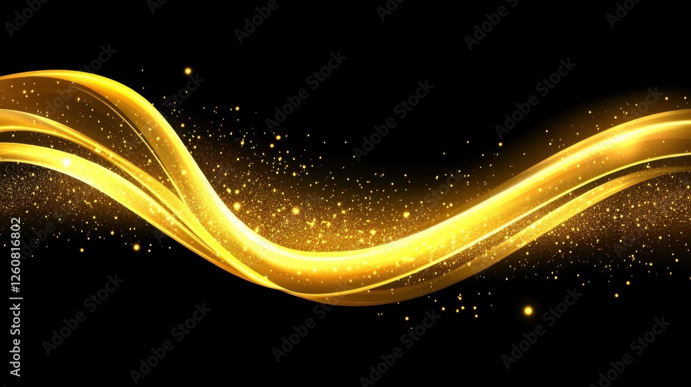 Poster liquid gold waves in a seamless flowing motion, reflecting ambient light in a dynamic and elegant co