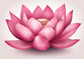 Pink lotus flowers in different blooming stages delicate aquatic plants on white light background