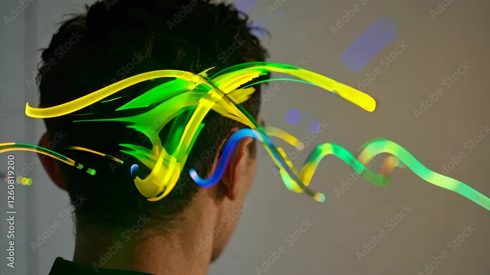 Aufkleber creative light trails in an experimental art project showcasing color movement in a modern urban set