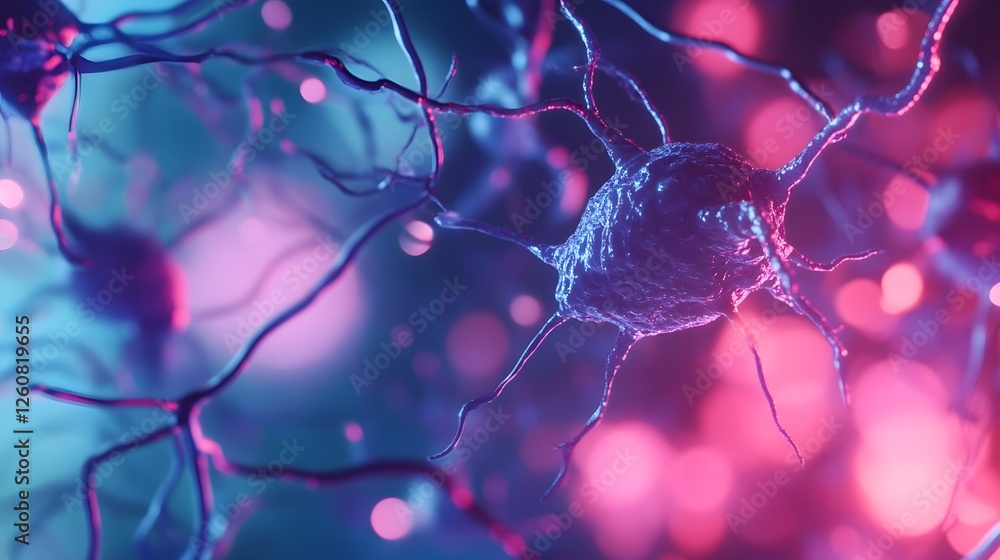 Aufkleber Closeup View of Intricate Neural Network Structures in Vibrant Colors showing the complex and dynamic nature of the nervous system s electrical and chemical signaling processes