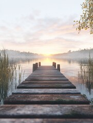 Naklejka premium Wooden Lake Dock