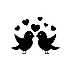 Black Silhouette Valentin's day love bird vector