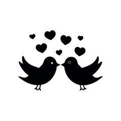 Black Silhouette Valentin's day love bird vector