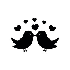 Black Silhouette Valentin's day love bird vector