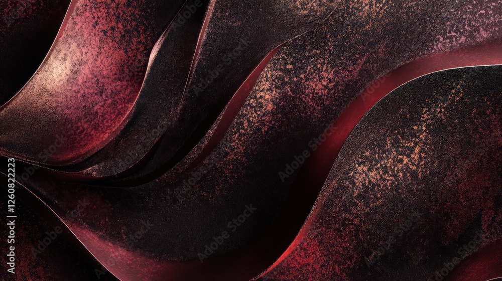 Poster abstract red and black textured waves with elegant smooth transitions