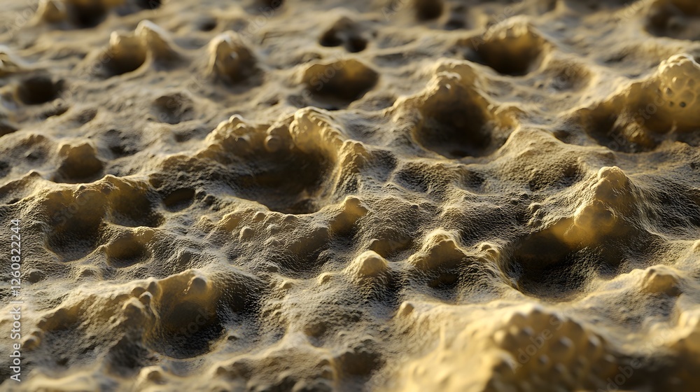 Poster detailed close up view of an abstract rugged and granular earthy textured surface with a natural org