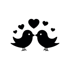 Black Silhouette Valentin's day love bird vector