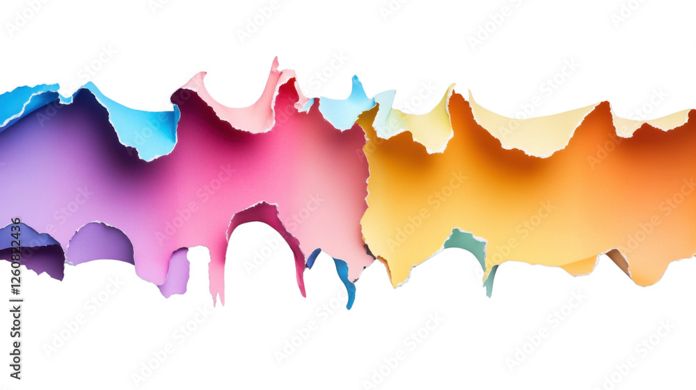 Aufkleber colorful ripped paper with transparent background creating abstract shapes