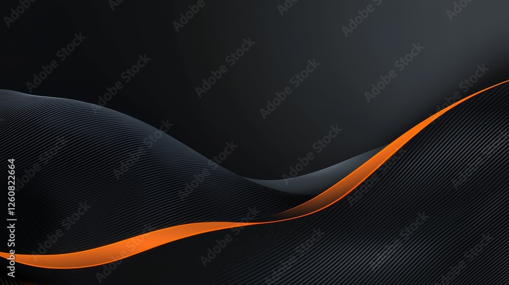 Poster intricate fusion, a dynamic interplay of black and orange in abstract design