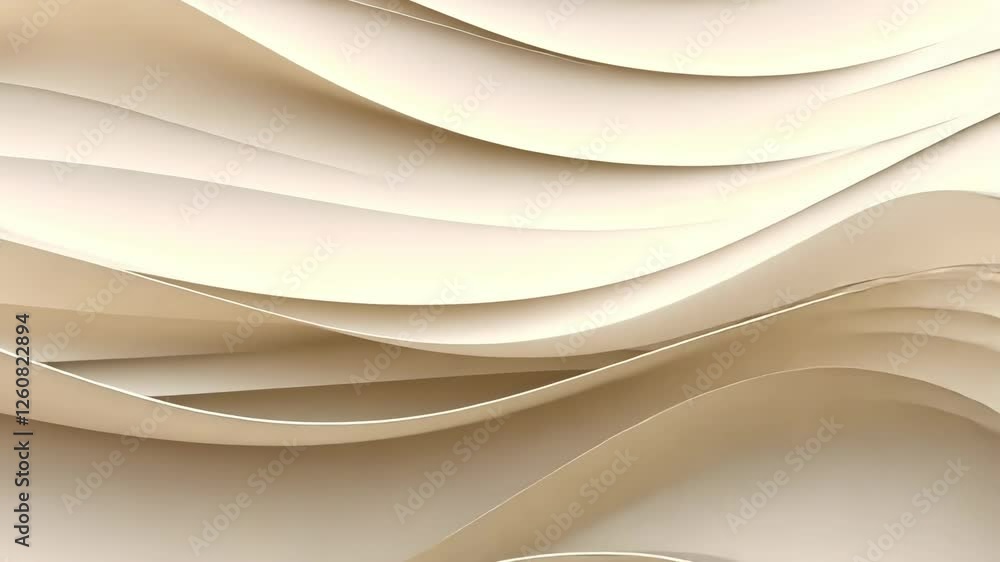 Poster Abstract wavy pattern in neutral tones, viewed from a top-down angle. The flowing design is ideal for a calming video background.