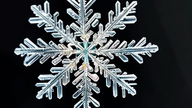 Intricate snowflake showcasing detailed crystalline structure