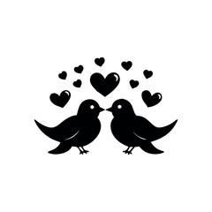Black Silhouette Valentin's day love bird vector
