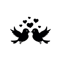 Black Silhouette Valentin's day love bird vector