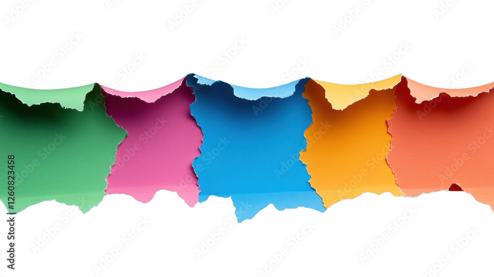 Poster colorful ripped paper border creating a transparent window effect