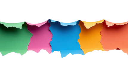 Colorful ripped paper border creating a transparent window effect