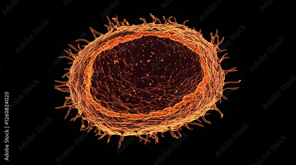 Poster Detailed Microscopic View of a Vibrant Organic Cellular Structure  Close up abstract image showcasing the intricate and dynamic patterns of a complex biological organism or microstructure