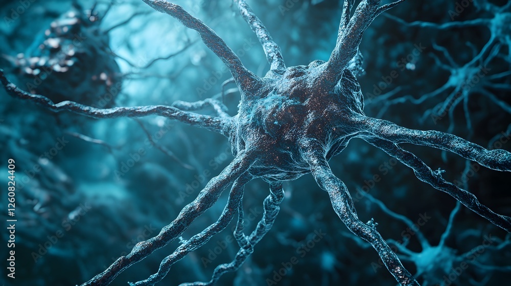 Fototapete detailed microscopic view of an intricate neuronal network showcasing the complexity of the brain s 