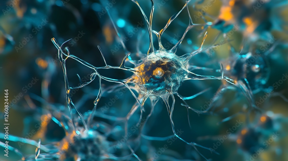Aufkleber Detailed Microscopic View of Complex Neural Synapse and Neuronal Connections Showing the Intricate Structure and Architecture of the Brain s Communication Network at a Cellular Level