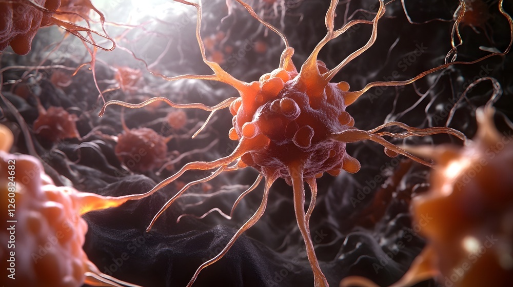 Poster detailed microscopic view of the complex cellular structure and anatomy of a microorganism or virus 