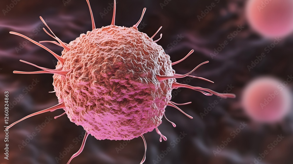 Poster detailed microscopic view of viral cell structure under laboratory investigation for scientific rese