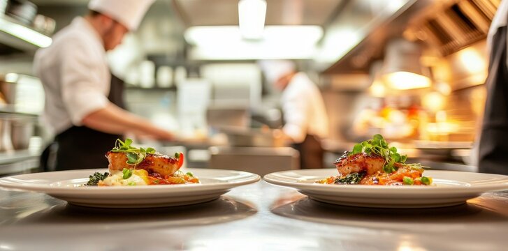 As skilled chefs prepare culinary masterpieces, they manage their cooking equipment and tools in a busy restaurant kitchen