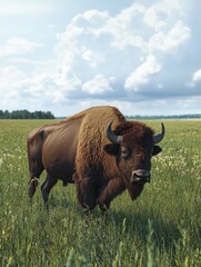 Bison in tall grass