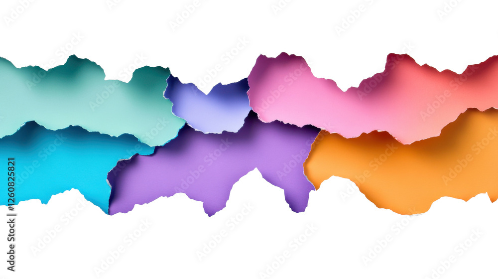 Poster colorful torn paper edges creating a transparent window effect