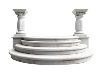 Elegant marble steps bright isolated on transparent background, png