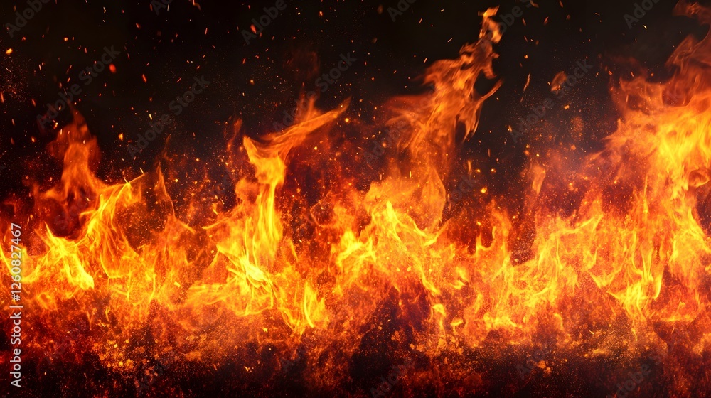 Aufkleber dramatic scene of a raging fiery inferno with intense flames scorching heat and glowing embers engul