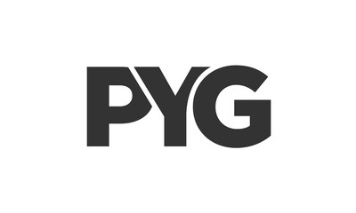 PYG logo design template with strong and modern bold text. Initial based vector logotype featuring simple and minimal typography. Trendy company identity.