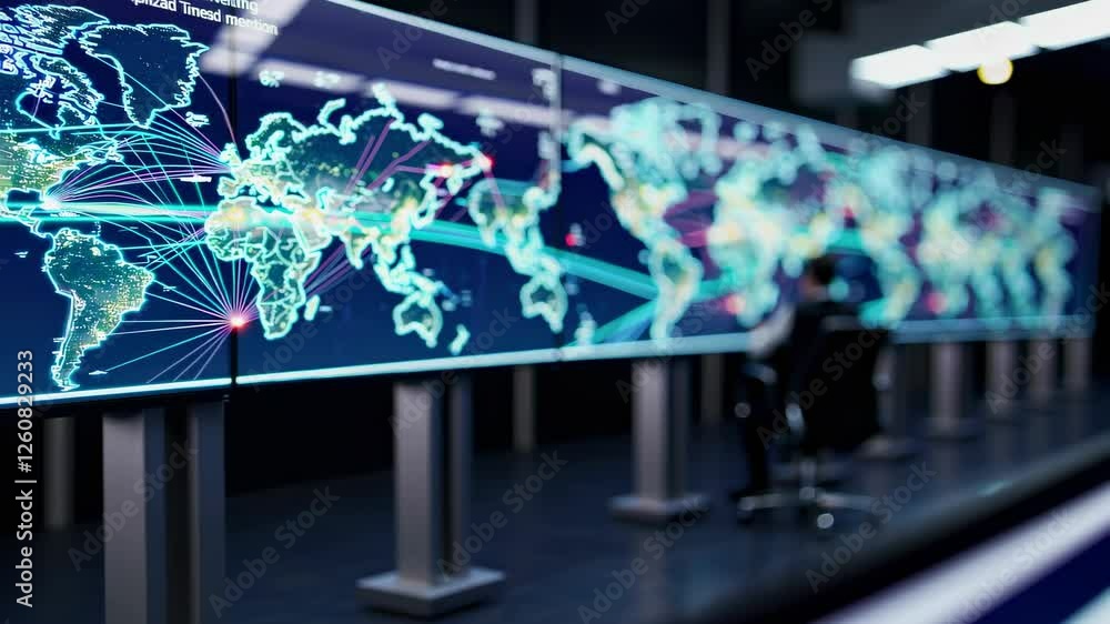 Leinwandbilder innovative team analyzes global data trends in high-tech command center focused on 5g technology dev