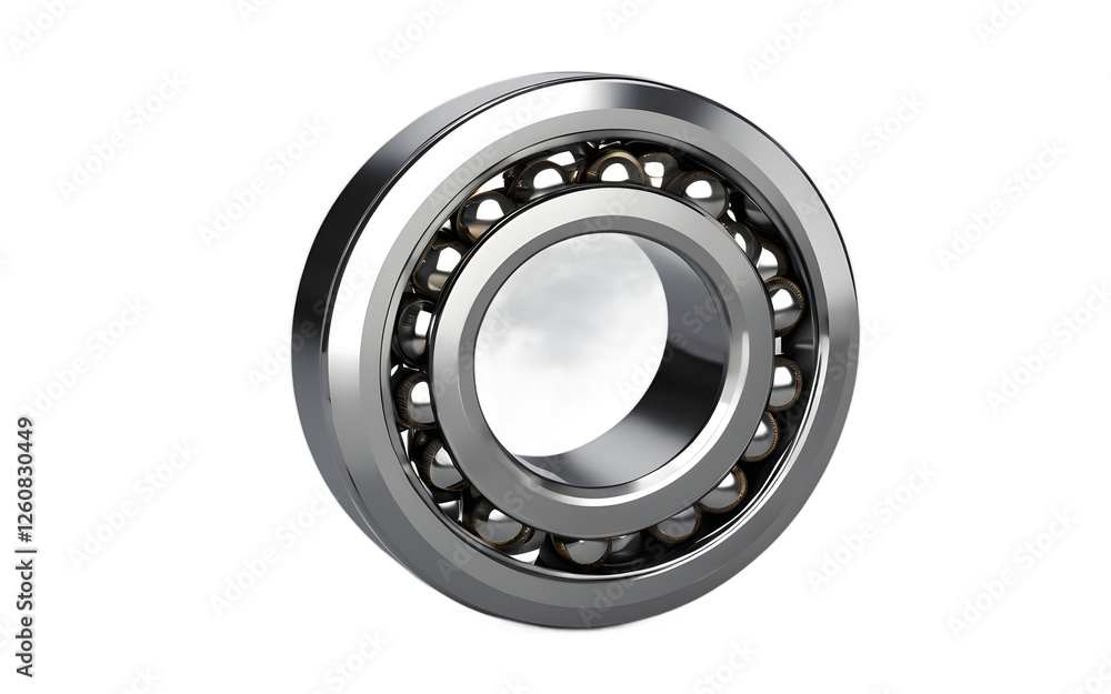 Poster a solid metal ball bearing with a polished surface, isolated on a empty plain background