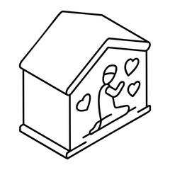 Groom Sitting in Mosque for Nikah and Raising Hands for Prayer concept isometric outline vector icon, Muslim marriage Symbol, wedding customs Sign, Indian subcontinent matrimony stock illustration