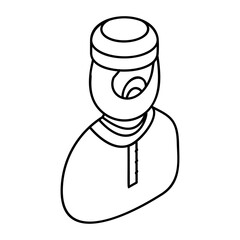 Bridal or Grooms Father Avatar isometric outline vector icon, Muslim marriage Symbol, wedding customs Sign, Indian subcontinent matrimony stock illustration, male guardian or wali concept