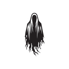 Ghostly wraith with tattered robes silhouette