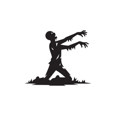 Zombie breaking through a grave silhouette
