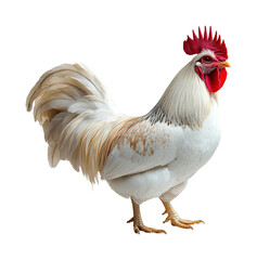 Fototapeta premium Majestic rooster displaying feathers at farm isolated on transparent background, png
