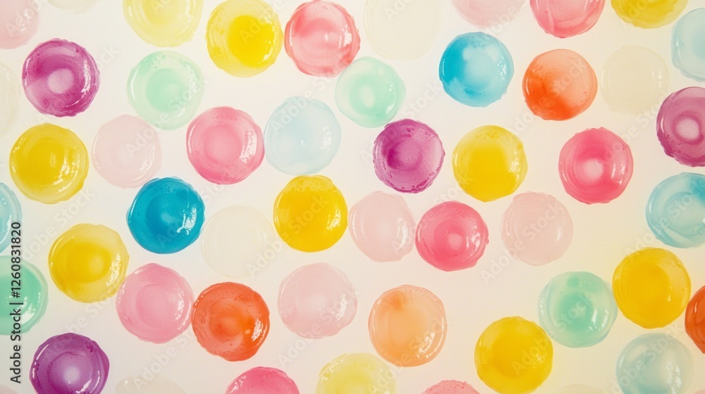 Poster Colorful circular patterns dance across the canvas, blending in a joyful display of pastel hues that inspire a sense of playful delight. Perfect for brightening up any space